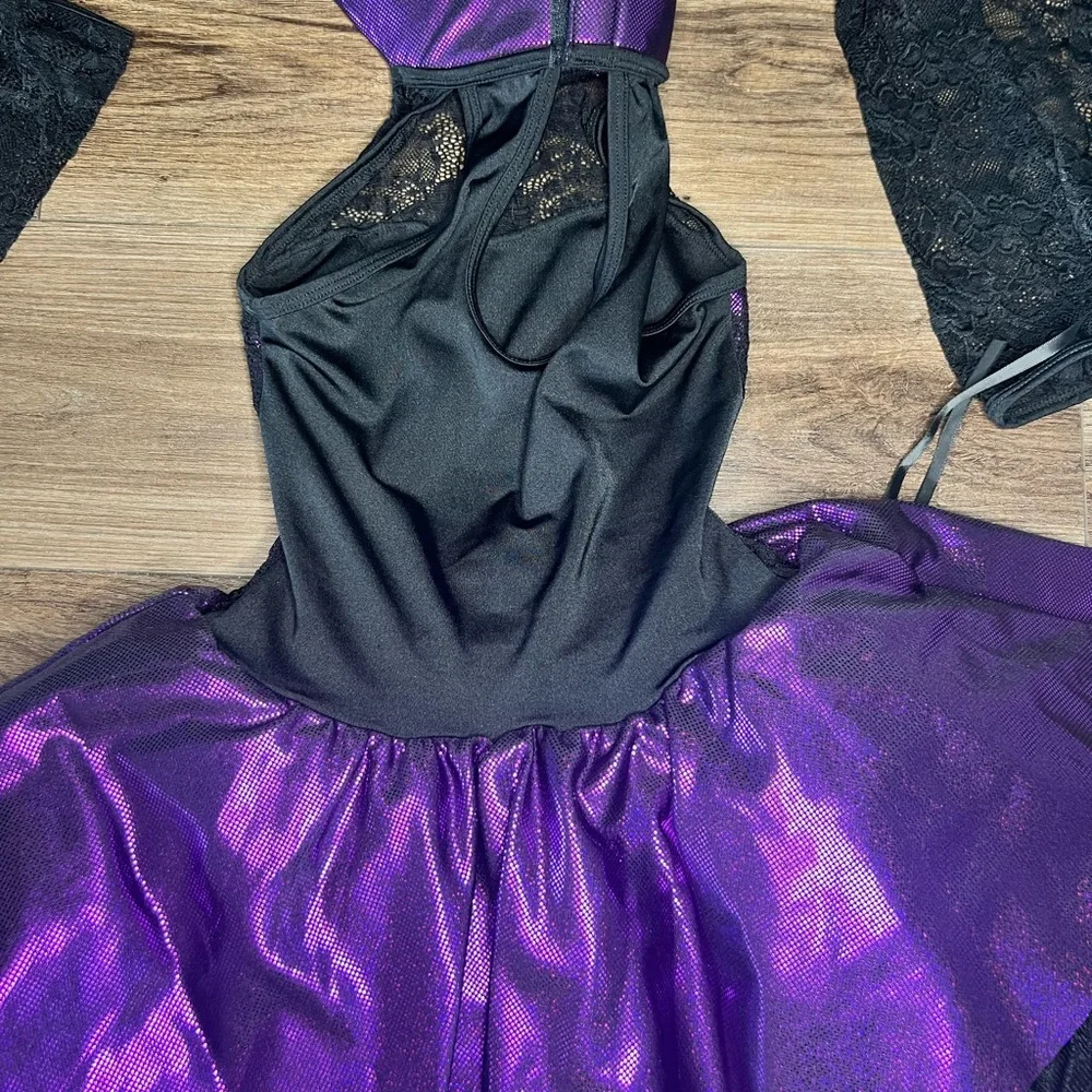 Purple and Black Kids witch/bat/maleficent Costume - Picture 3 of 5